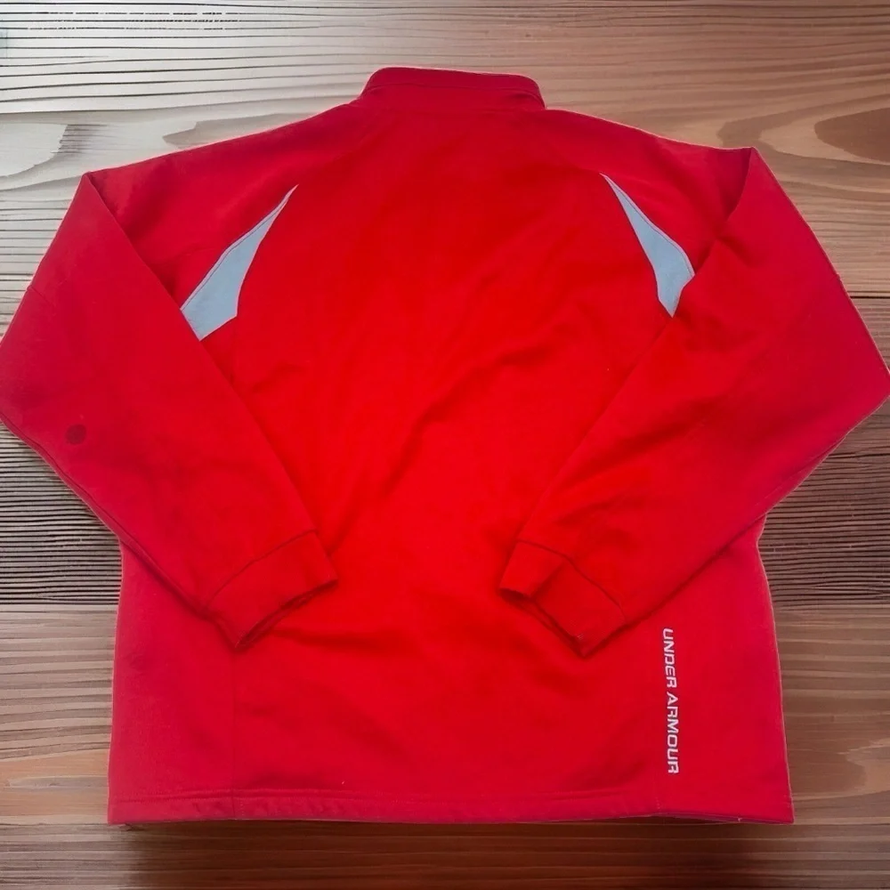 Under‎ Armour UA Full Zip Jacket Men’s L Red Loose Fit with Fleece **STAINS